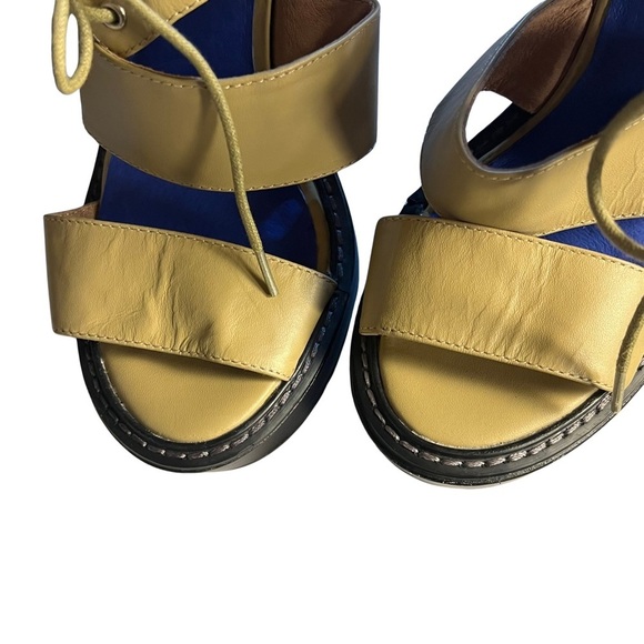 Jeffrey Campbell x Free People Butter Yellow Leather Boho Tie Platform Heels 8 - Picture 5 of 15